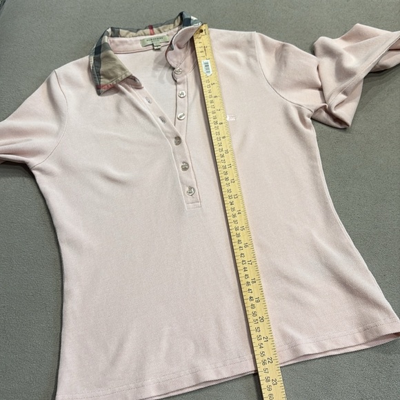 Burberry London Authentic 100% Cotton Pink Long Sleeve Polo Shirt Women's Size S - Picture 10 of 11